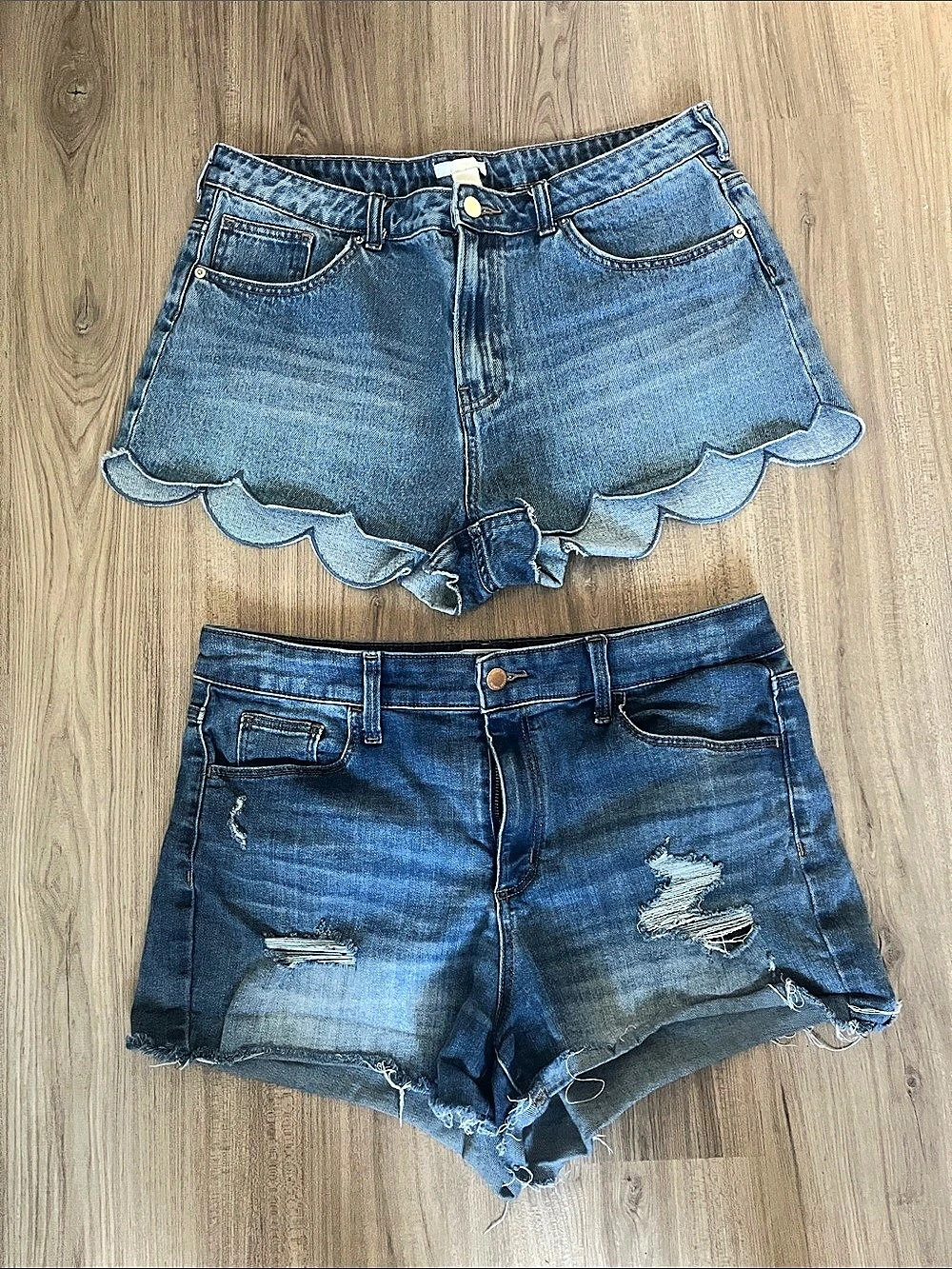 H & M and Universal Thread Distressed Denim Jean Shorts Size 14 and 12